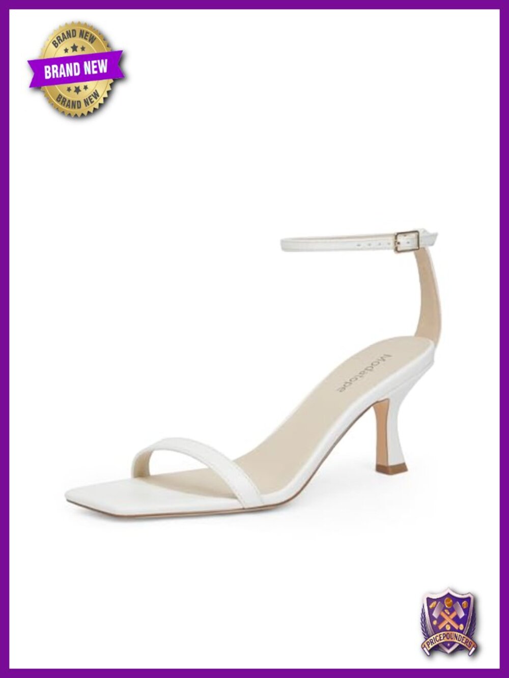Heeled Sandals Square Open Toe Kitten Heel Ankle Strap Faux Leather